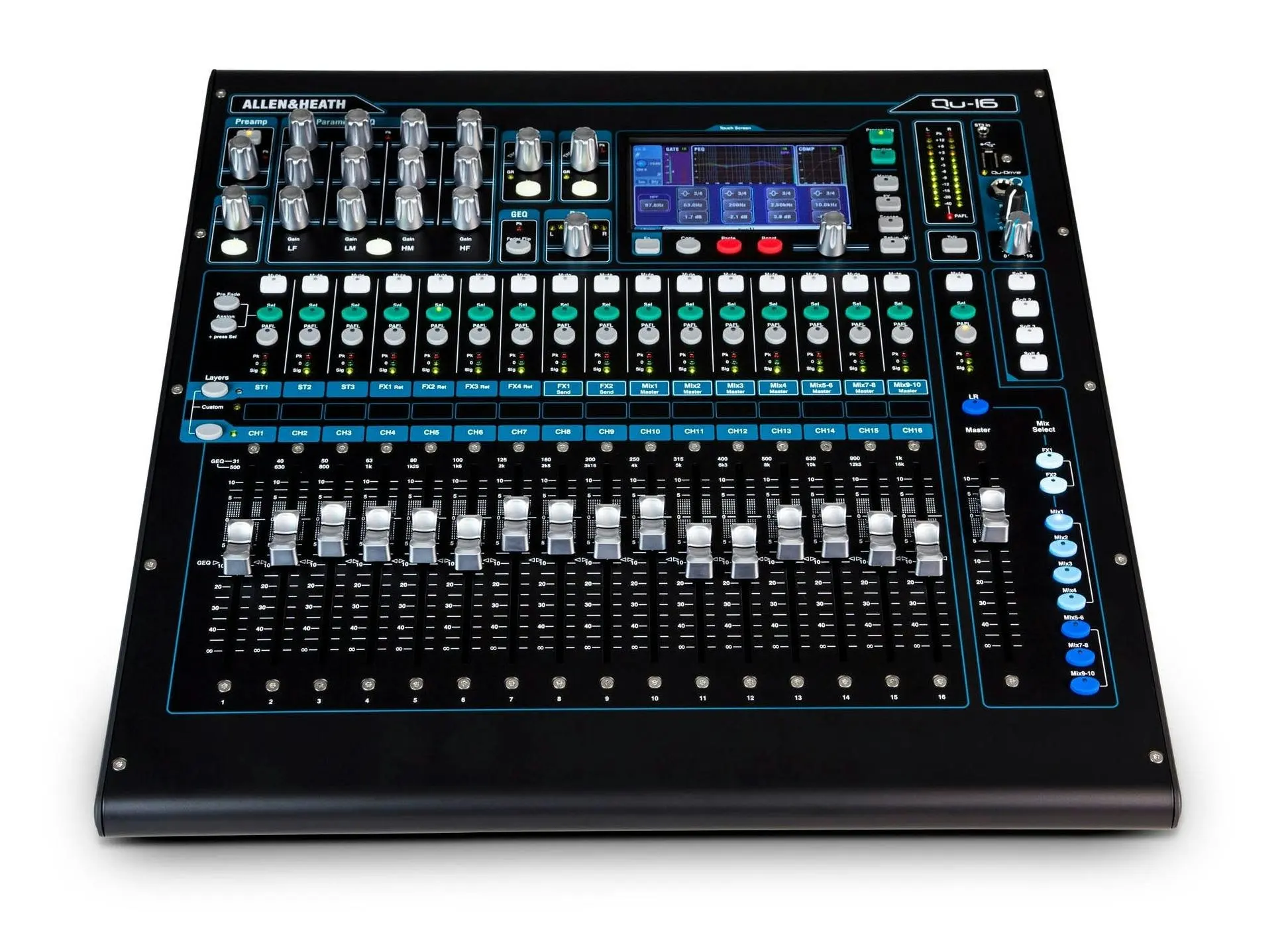 Allen & Heath Qu 16 Digital Mixer Recorder Kit With Dust Cover & Decksaver (Chrome Edition).