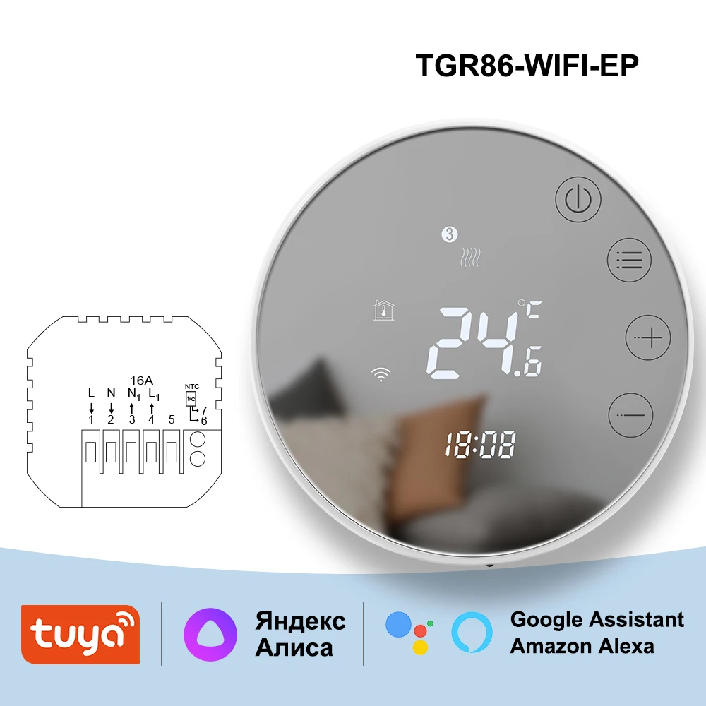 Beok Smart Home Thermostat Tuya Wifi Warm Floor Heating Gas Boiler With  Alexa Yandex Alice Temperature Controlle Round Mirror - Smart Temperature  Control System - AliExpress
