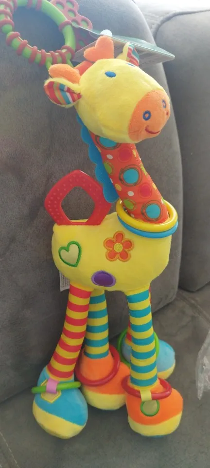 Soft Giraffe Zebra Animal Handbells Rattles Plush Infant Baby Development Handle Toys photo review