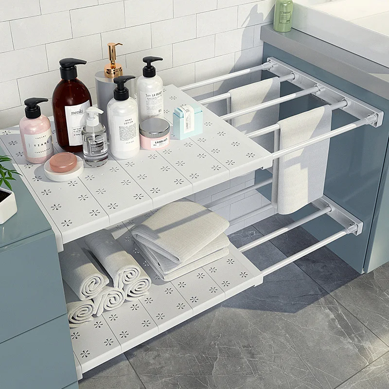 Adjustable Closet Organizer Kitchen Storage Shelves Space Saving Wardrobe Wall Mounted Rack Bathroom Kitchen Cabinet Holder 5