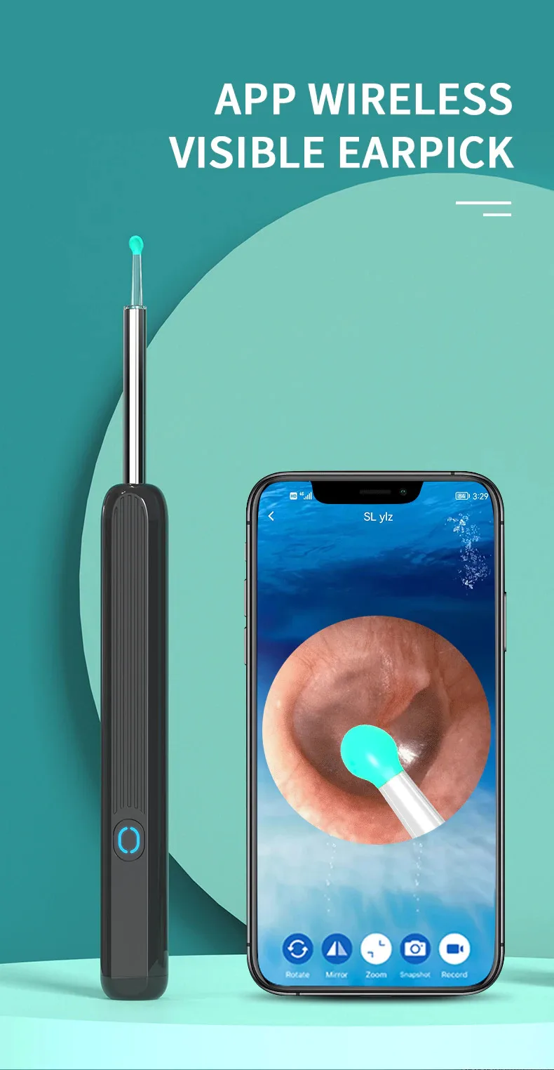 Description Picture 6 of itemEarwax Removal Wifi Ear Cleaning Otoscope Integrated Wireless Medical Safe Ear Pick Tool Camera Electric Ear Wax Remover