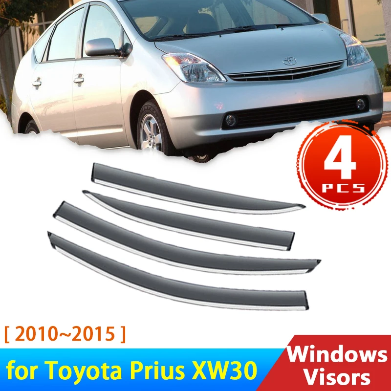 

Deflector Windshield for Toyota Prius XW30 30 2010~2015 Accessories 4x Car Side Window Visors Rain Eyebrow Guard Sun Visor ZVW30