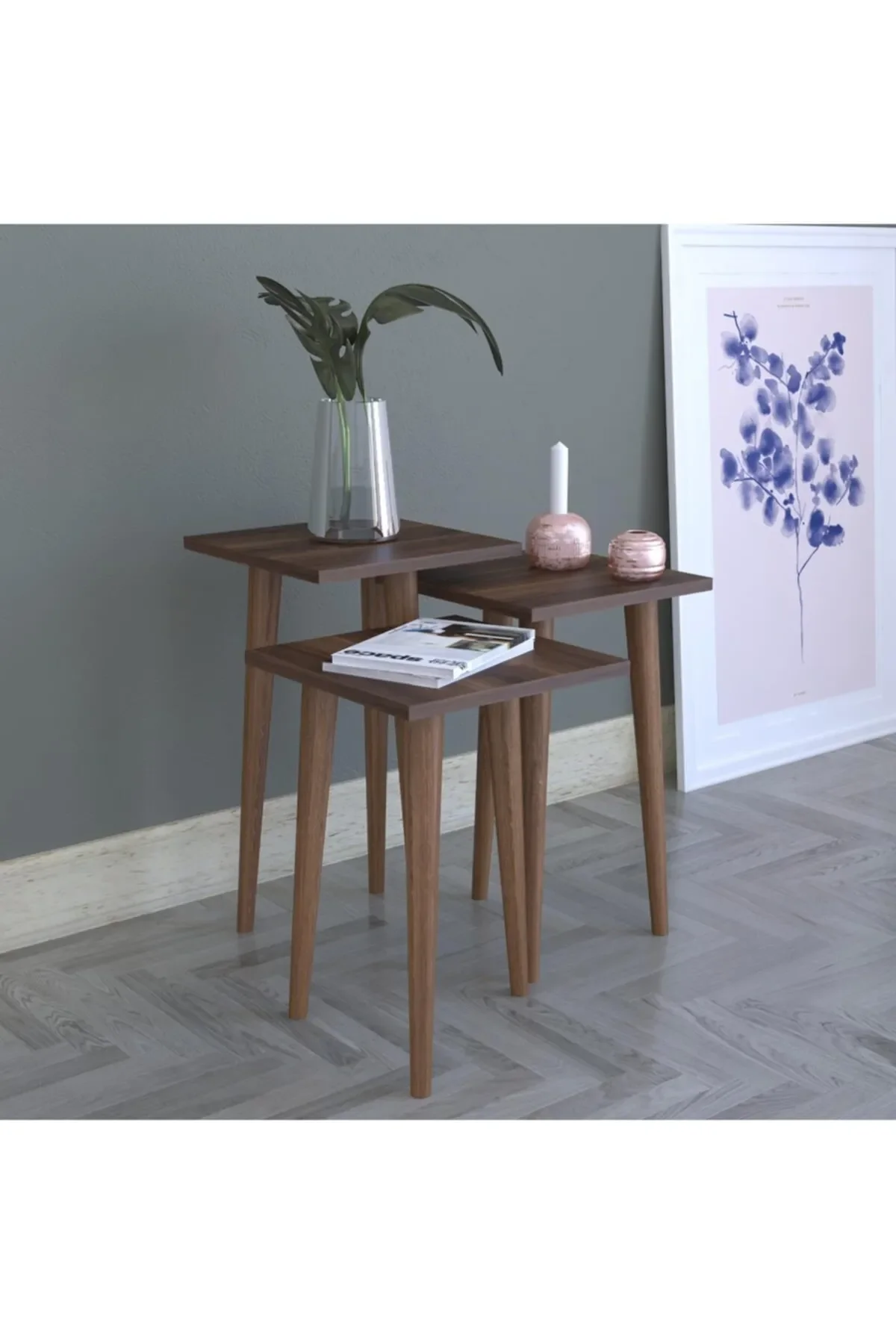

Modern Zigon Coffee Table 3 PCs Suit Square Wooden Foot Installed In Scandinavian Styled Tea Coffee Service Desk Living Room Sid