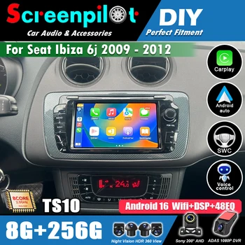 Radio para Auto con Android 16 y CarPlay Inalámbrico para Seat Ibiza 6j 2009 2010 2011 2012, 5G WiFi Multimedia 2din, Pantalla de 7 Pulgadas, GPS, Navegación 1