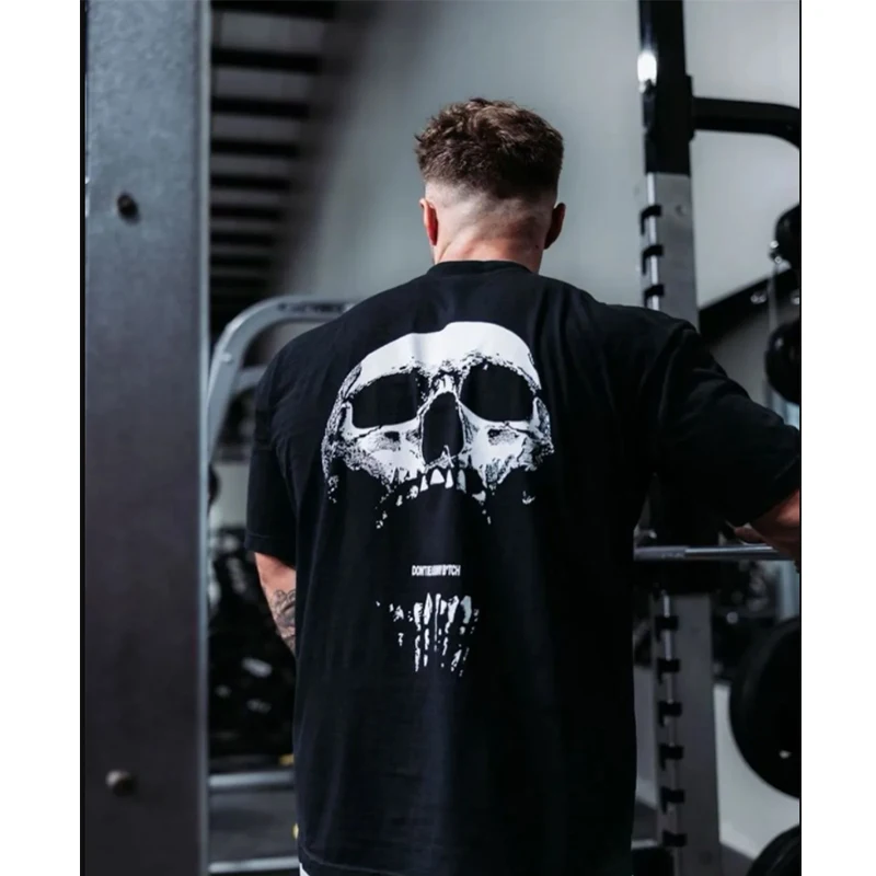 

Chris Cbum Skull T-Shirt Men's Bodybuilding Fitness Casual New Gym Fashion Breathable Running Street Women's Loose Sweatshirt