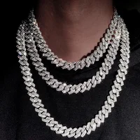 20-Inch Double-Drain Cuban Chain Unisex Ice-Frozen Edition Sparkling Diamond-Shaped Hip-Hop Style Cuban Necklace Jewelry 3
