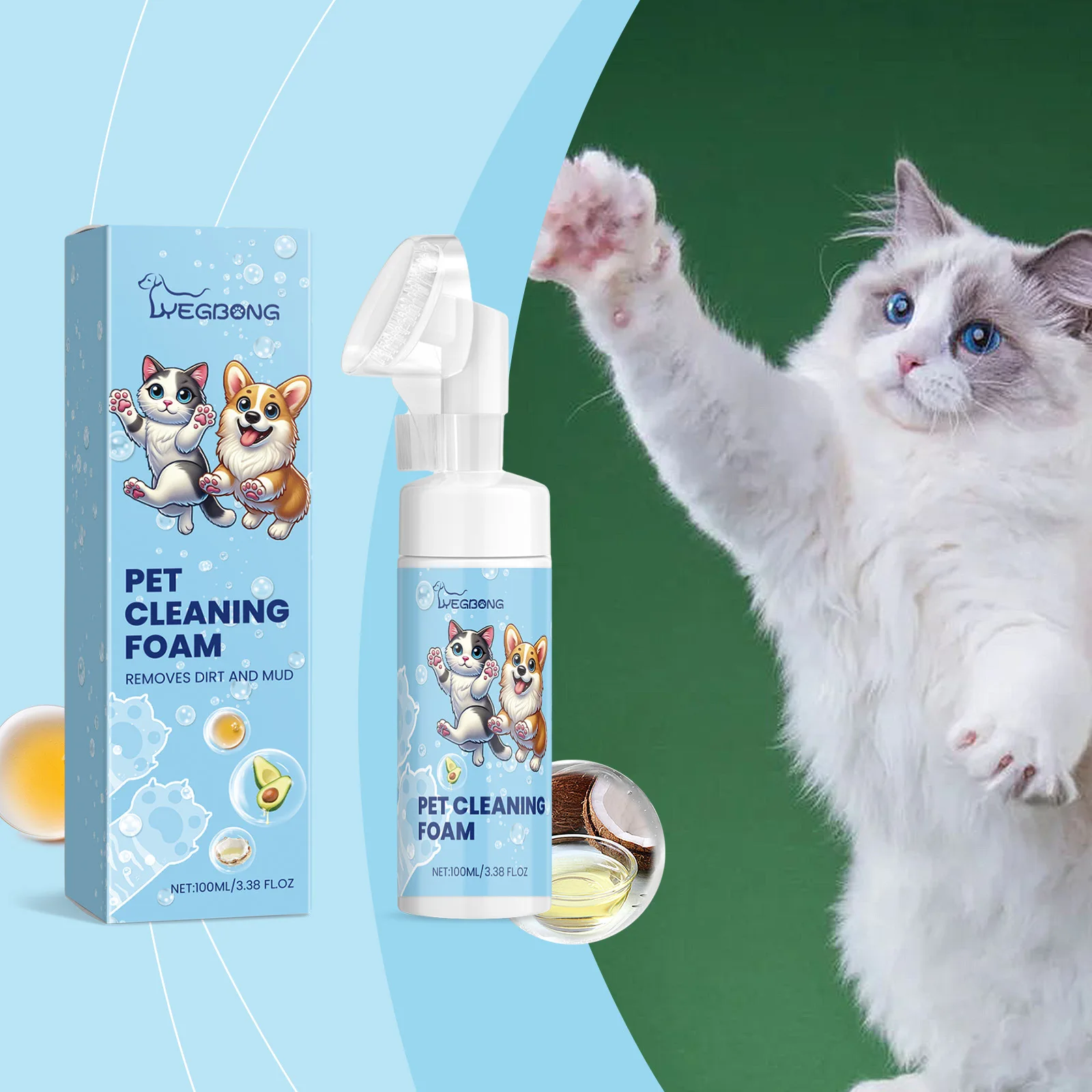 Yegbong 100ml Soothing Pet Paws Cleaning Foam Foot Wash Dog Cat Paw Dirt Odor Remover Moisturizing Nourishing Pet Paw Cleanser