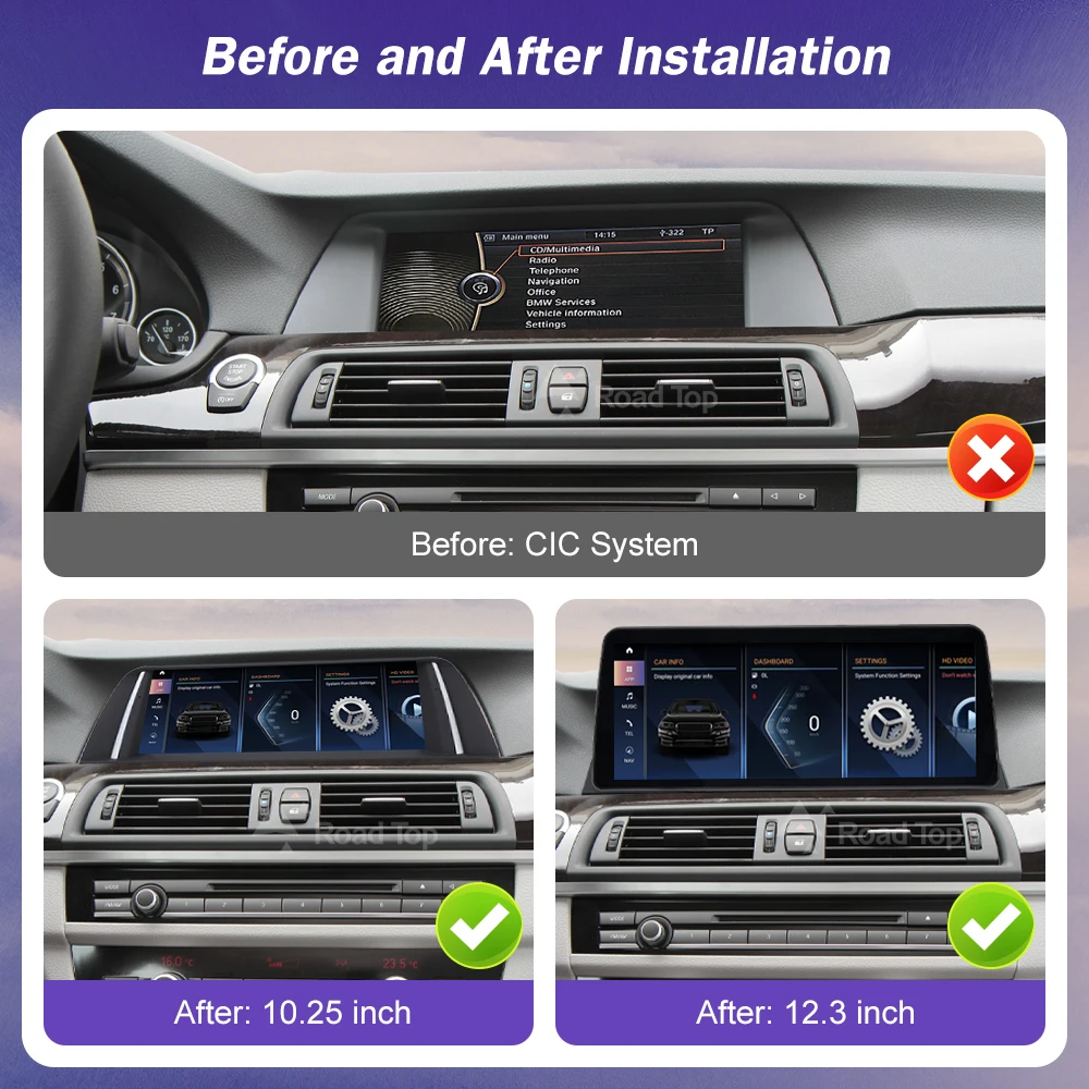 무선 카플레이, 자동차 멀티미디어 플레이어, GPS 내비게이션, 안드로이드 13 터치 스크린, BMW 5 시리즈 F10 F11 CIC NBT 2011-2017