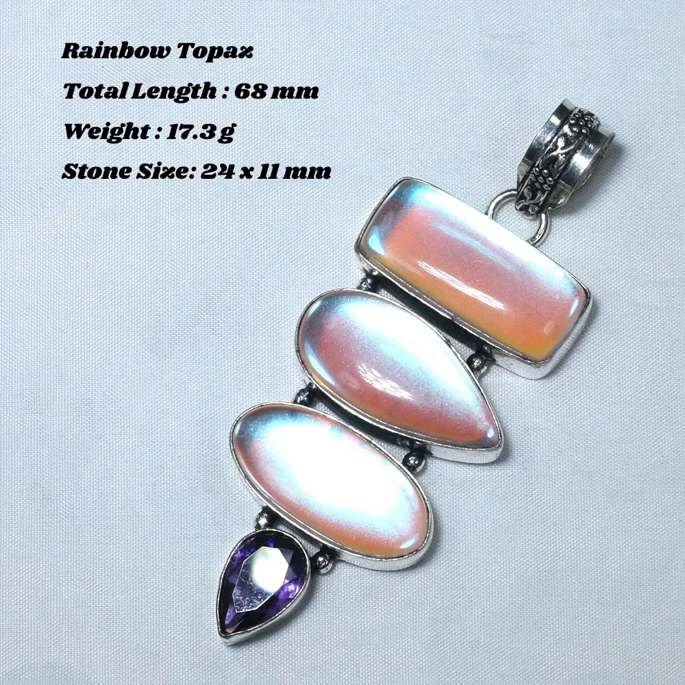 Genuino Labradorite Smeraldo Charoite Cianite Pietra Di Luna Quarzo Rosa Azurite Corniola Ciondolo Argento Sovrapposizione Rame