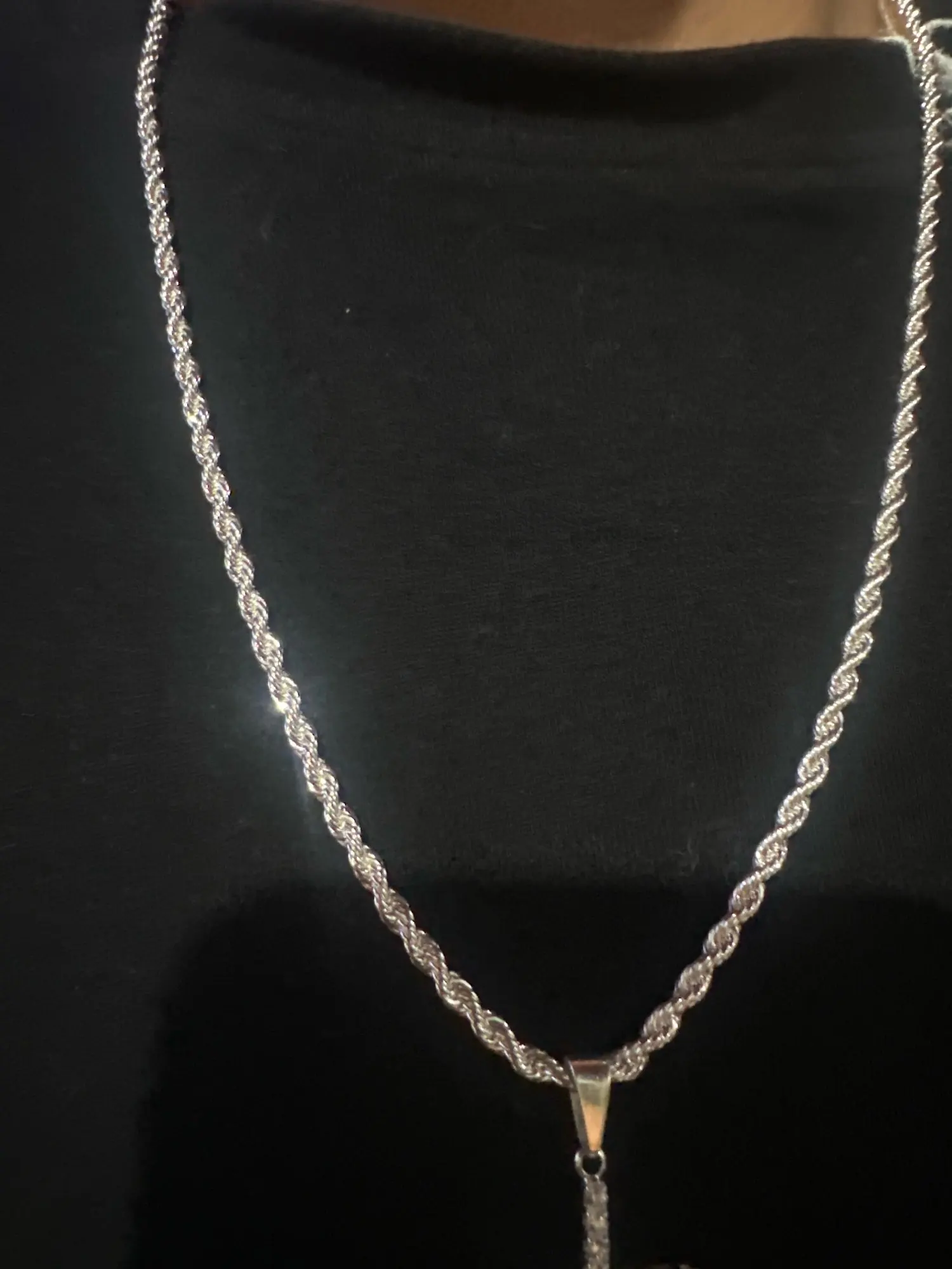 1 pieza de Plata de Ley 925 ancho 2mm/3mm/4mm cuerda cadena collar/pulsera para hombres mujeres hombre collar de cadena de moda photo review