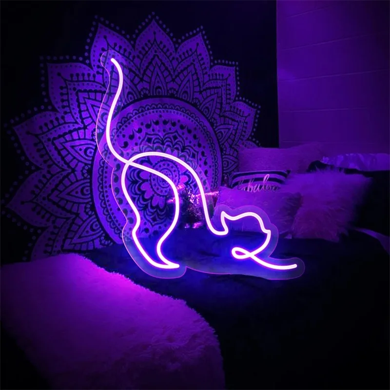 Wanxing Lazy Cat Anime Cartoon Neon Sign Led Light Custom Light Party Home Child Room Engagement Pet Animal Wall Decoration Gift