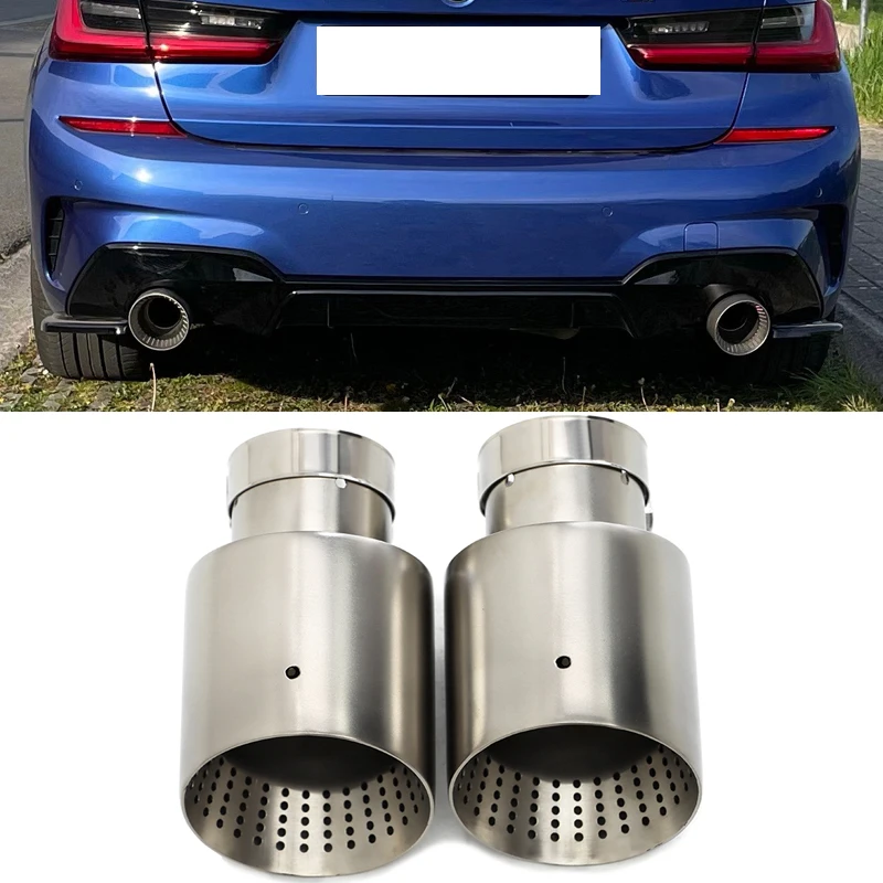 Matte Stainless Steel Car Muffler Tip Exhaust Tip System Pipe 57mm 60mm Inlet 1 Pcs