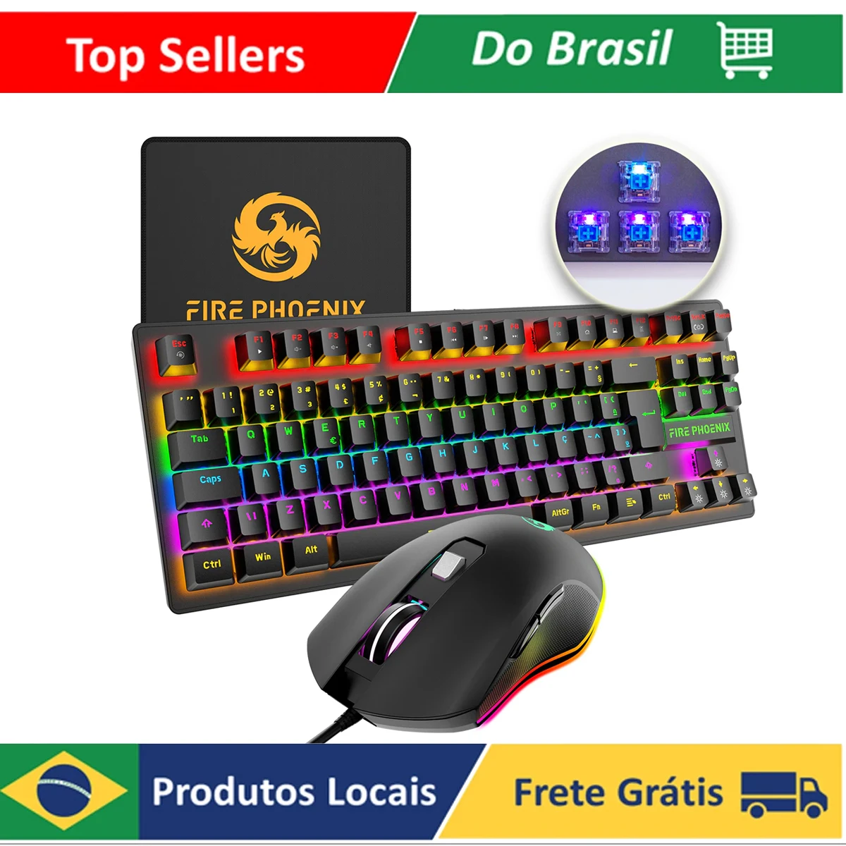 Teclado Mouse Mecanico Abnt2 Gamer Rgb Led Switch Blue Be-k1 Luuk Young 1