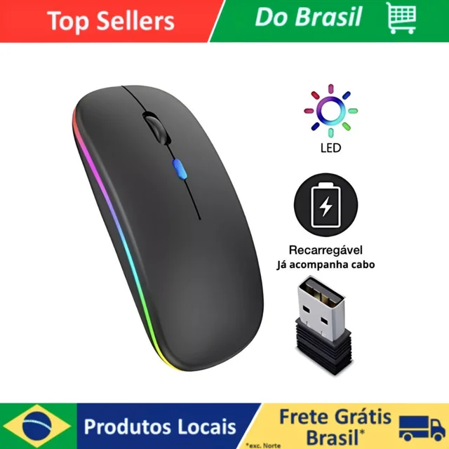 Mouse Sem Fio Recarregável Sem Fio Led Rgb 2.4 Ghz Moderno