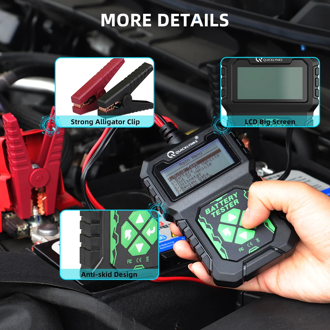 Battery Monitoring Tester QUICKLYNKS BA107 Car Battery Tester 12V 100-2000CCA Cranking Charging System Tester Auto Battery Analyzer Battery Tools PK KW208