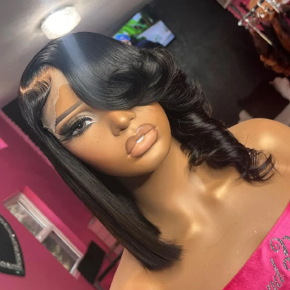 13x4 HD Transparent Lace Front Wigs Pre Plucked 250 Density Brazilian Straight Human hair Wigs for Women Trendy Layered Cut Wavy 3