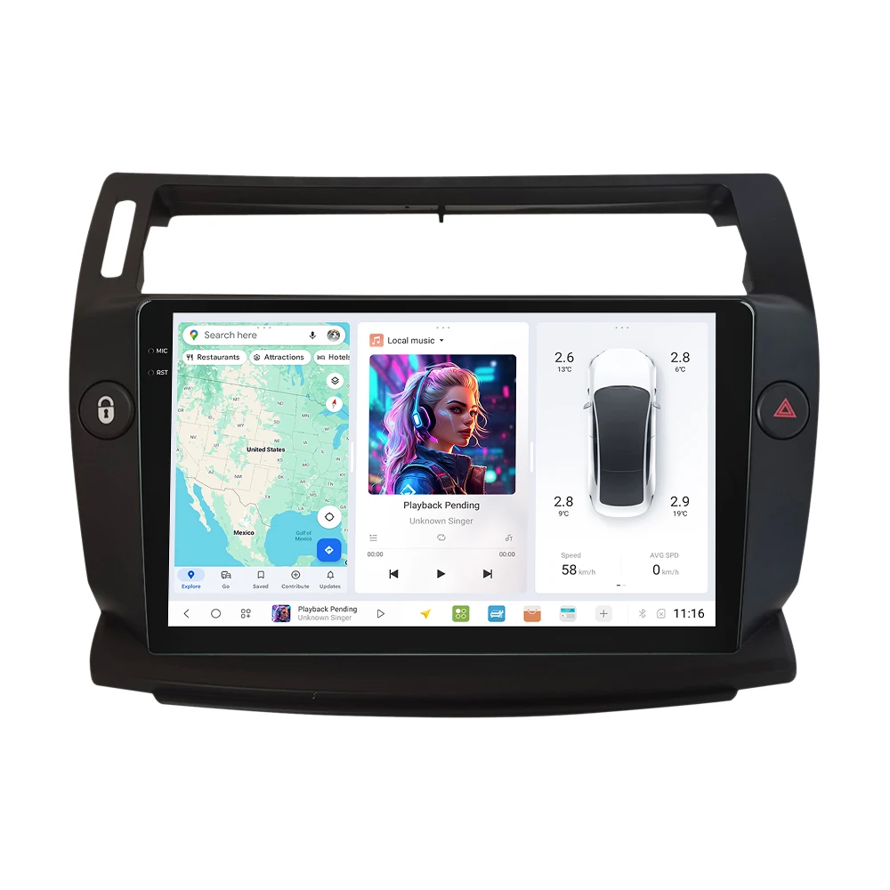 DUDUAUTO 8 Core UIS7870 2K Android 13 Drahtlose CarPlay Auto Auto Radio Für Citroen C4 C-Triomphe C-qualität 2004-2009 DSP RDS GPS – Detail 3