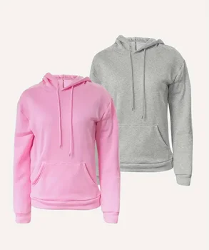 2 Pack Solid Drawstring Hoodie, Casual Long Sleeve Hooded Sweatshirt With Kangaroo Pocket For Fall & Winter, Women's Clothing 2