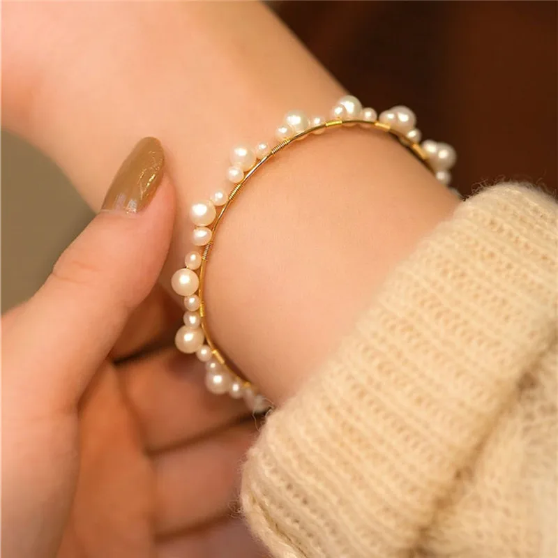 Natural Baroque Pearl Bracelet Vintage 14K Gold Filled Bracelet Handmade Jewelry Boho Bracelets Pearls Bracelet for Women