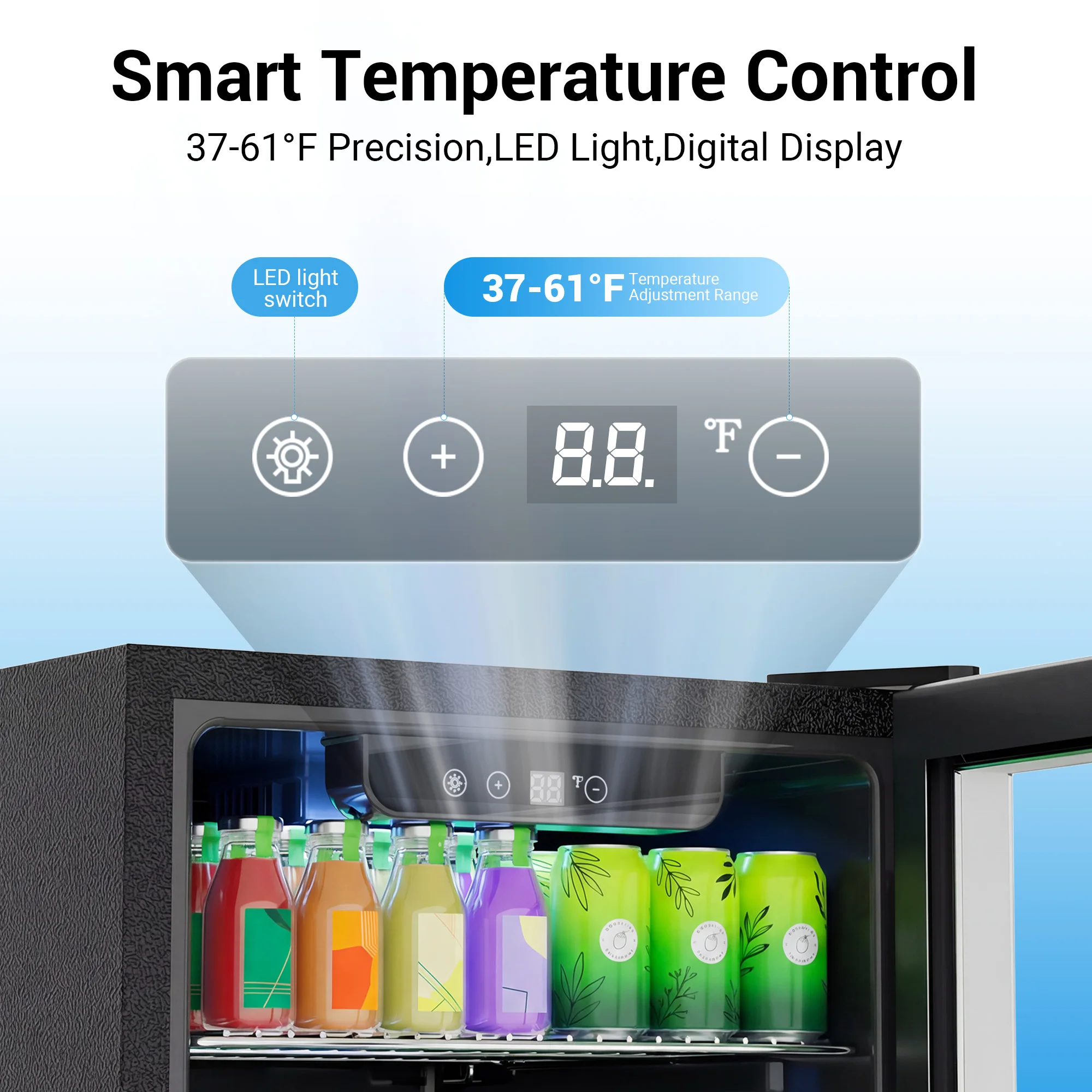 Beverage Refrigerator and Cooler, 130 Can Mini Fridge with Glass Door for Soda Beer for Office, Bar Adjustable Removable Shelves 4