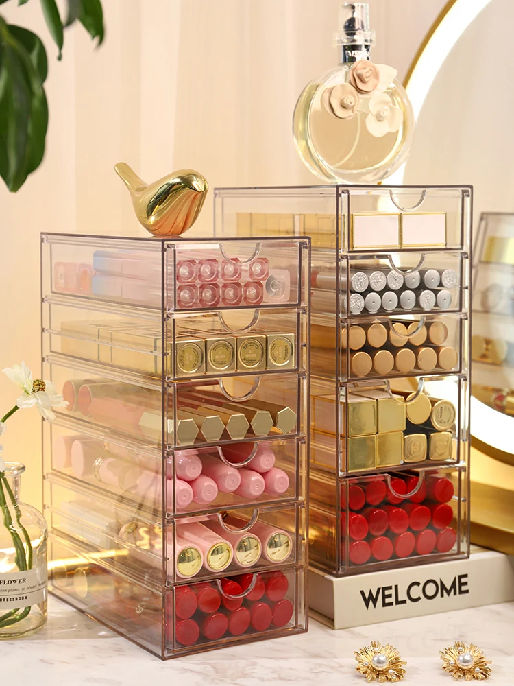 Organizador de maquillaje de escritorio, caja de almacenamiento de  cosméticos para el cuidado de la piel, pintalabios, esmalte de uñas,  joyería - AliExpress