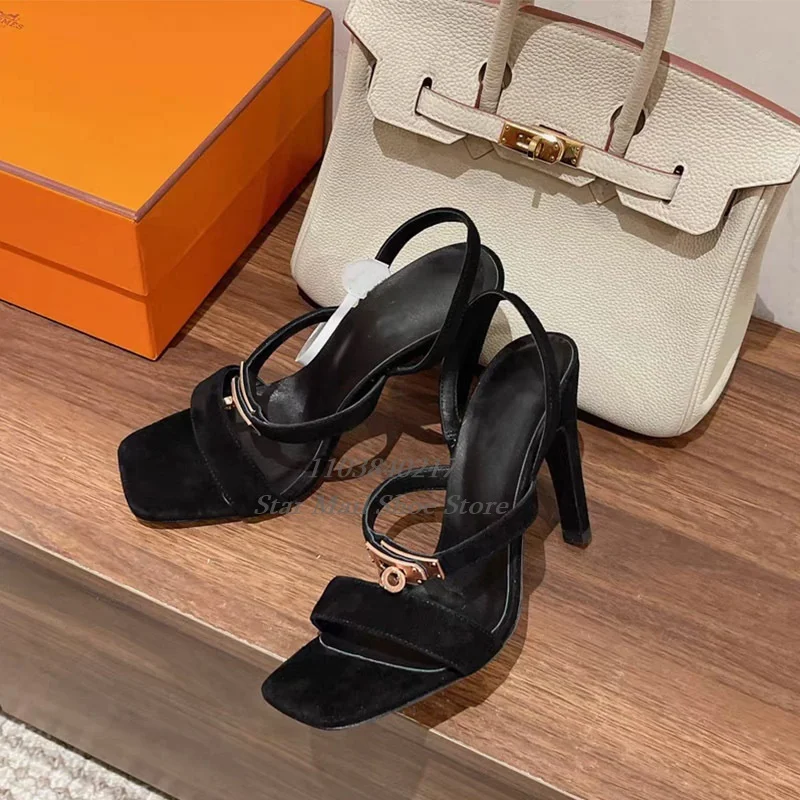 

Square Toe Stiletto Heel Adjustable Strappy Sandals 2024 Spring New Luxury Stiletto Heel Feast