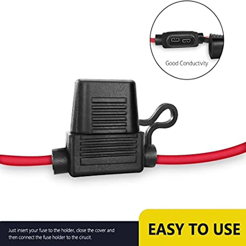 [6 Pcs/Pack] Waterproof Auto Fuse Holder 18/16 AWG for Mini/Standard Fuse, Free 30Amp Fuse