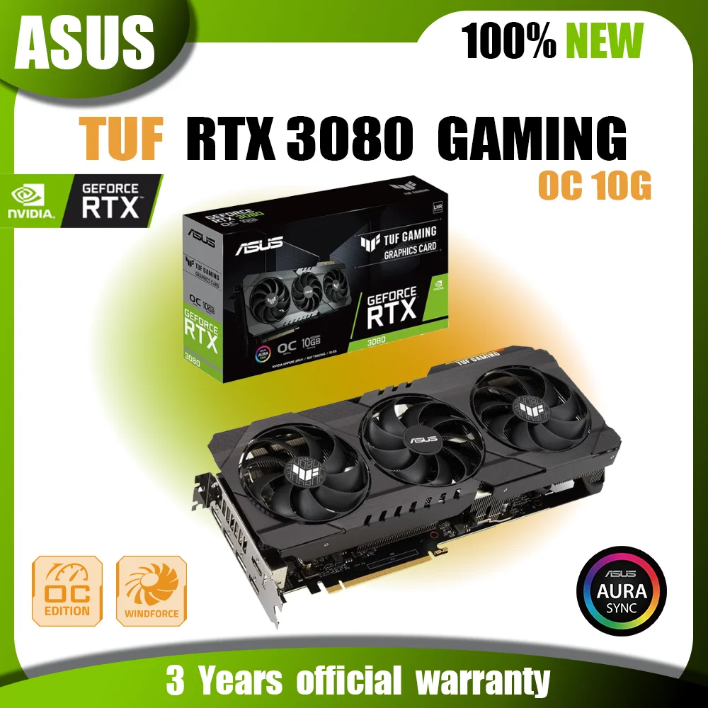 New ASUS TUF RTX 3080 O10G GAMING RGB Video Cards GDDR6X 10GB