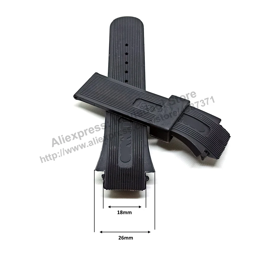 

18mm Black Rubber Replacement Watch Band / Strap compatible for Cerruti 1881 68311
