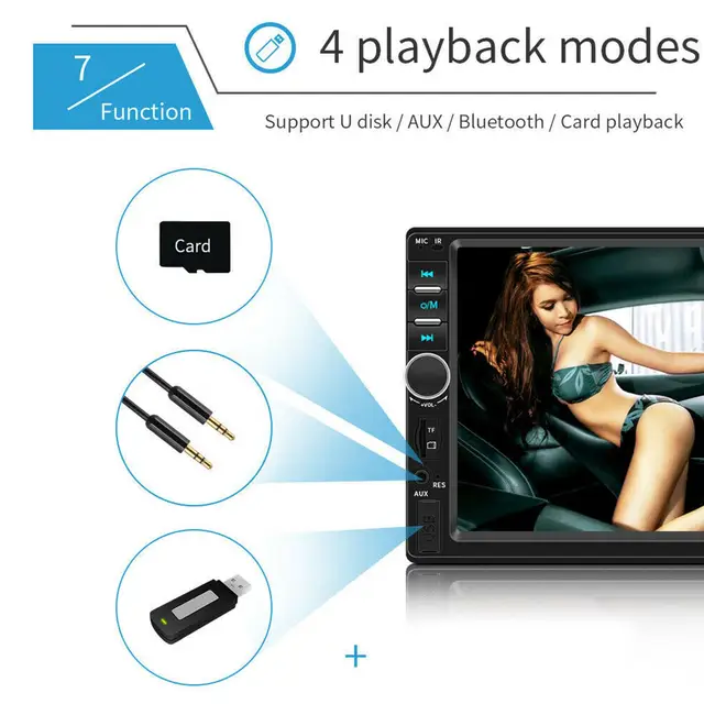 Autoradio Bluetooth Mains-Libres 2 Din 7 Pouces Radio Voiture écran Tactile  Double Din Hodozzy Supporte Lien Miroir/FM Radio/USB/TF/AUX, Voiture MP5  avec Caméra de Recul + Contrôleur de Volant : : High-Tech