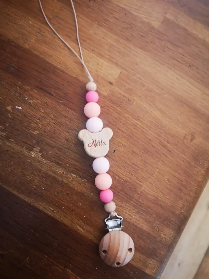 Personalized Wooden Baby Pacifier Chain - Silicone Beads, Dummy Holder, and Teether photo review