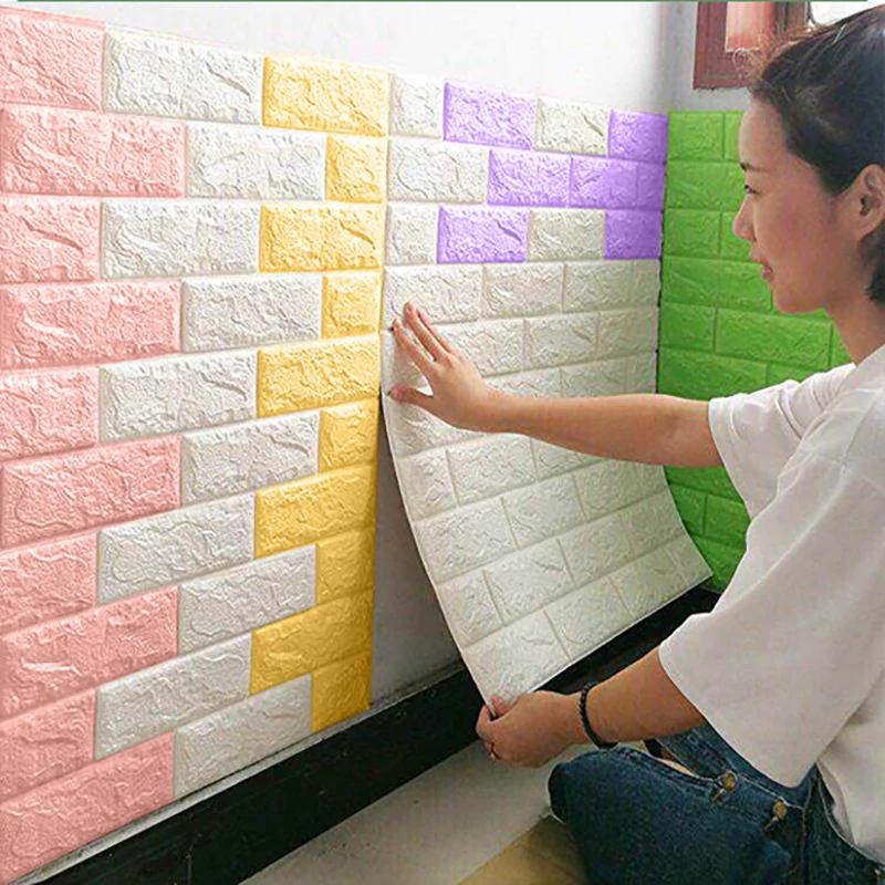 

1pcs 70cmX1m Bedroom DIY Waterproof Wall Stickers Retro Brick Pattern Self-adhesive Wallpaper 3D Modern Home Decoration Classic