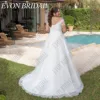 EVON BRIDAL Off Shoulder Wedding Dress Plus Size Woman Bride Lace Up V-Neck A-Line Tulle Applique Custom Made Robe De Mariée 2