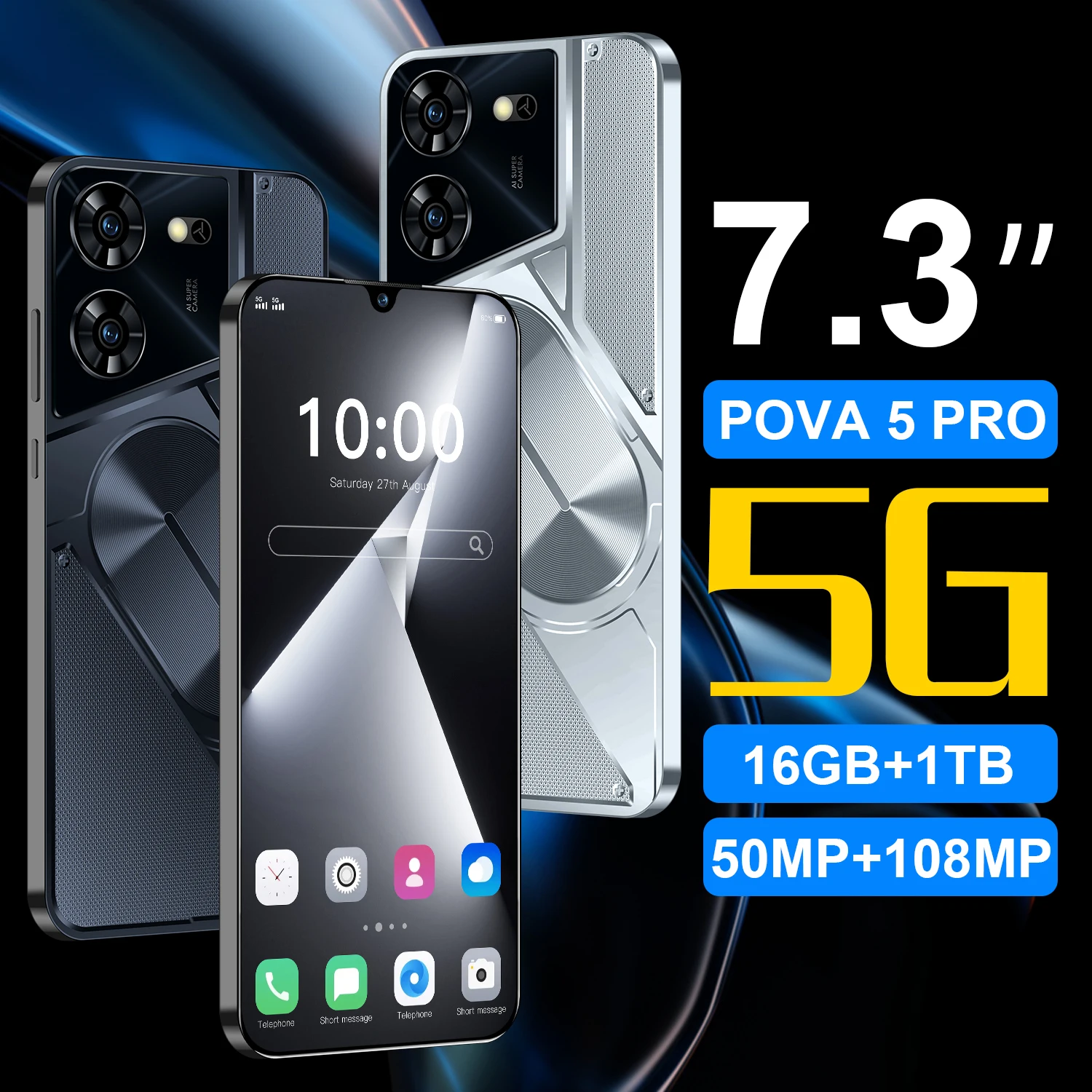 

Original Pova 5 Pro Smartphone Global Version Dimensity 9300 16G+1TB 6800mAh 50+108MP 4G/5G Cellphone Android Mobile Phone