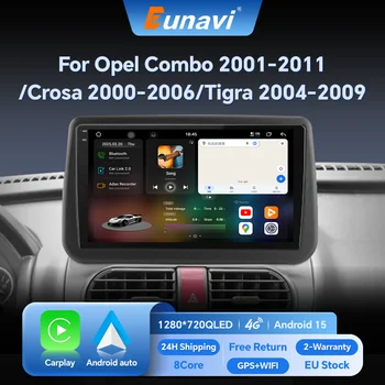 Eunavi DSP Radio inalámbrica CarPlay Android para Opel Combo Corsa Tigra 2001-2011 4G Multimedia para coche GPS 2din autoradio 1
