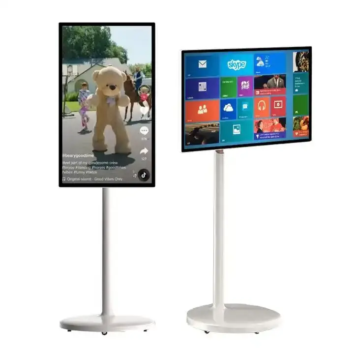 Mobile Tv 21.5 27 32 Inch Facebook Tiktok Ins Video Player Lcd Touch Screen Rotatable Portable Tv With Bluetooth Remote Optional