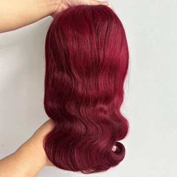 Burgundy HD Lace Straight 13x4 Bob Lace Front Wig Pre Plucked Transparent Bob Lace Front Human Hair Wigs 99J Red Bob Wigs 1