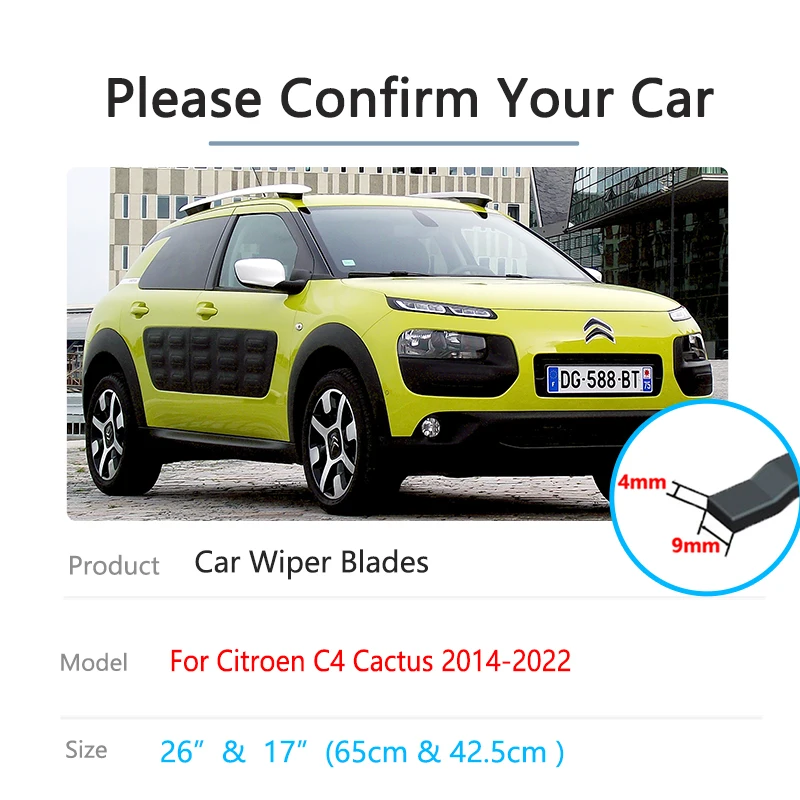 2 Balais D'essuie-glace Avant Pour Citroën C4 Cactus 2014-2018 - Caoutchouc Naturel, Installation Facile