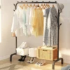1Pc Clothing Storage Shelf Heavy-Duty Freestanding Garment Storage Rack Multipurpose Non-Slip Metal Garment Rack for Household 1