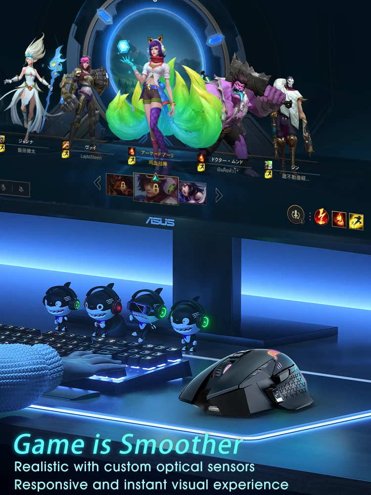 Mouse sem Fio para Jogos Programável para Gamer Ratos Laptop pc Rgb Bluetooth 2.4g 12800 Dpi - Imagem 2