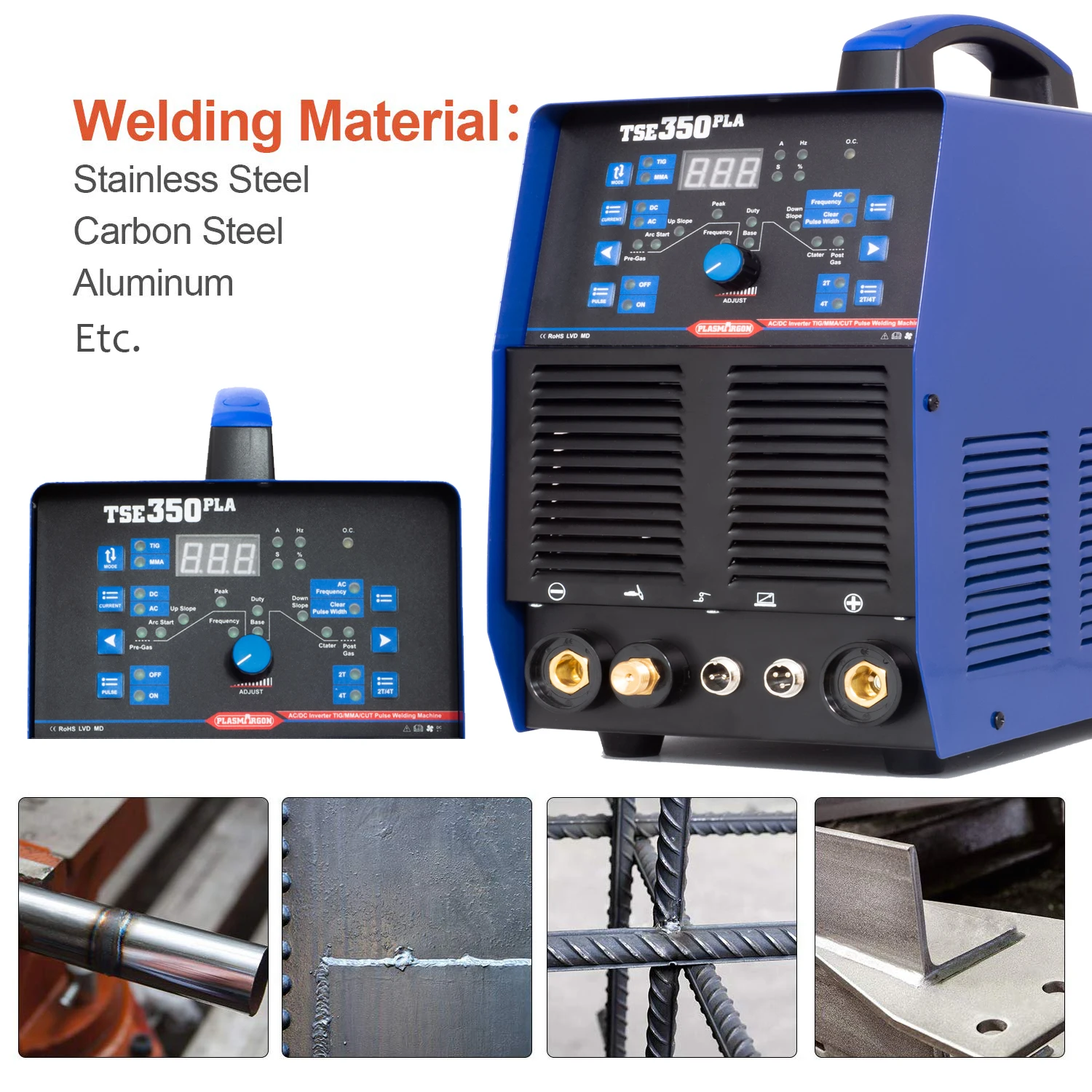 TSE350P AC/DC 350A Pulse Aluminum TIG Welder Stick ARC Inverter Automatic Welding Machine 110/220V Dual Voltage Blue 5