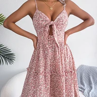 2023 New Casual Short Sleeve Square Neck Lace-up Dress Retro Women Floral Printed Mini Dress Ladies Fashion Slim Office Dresses - Image 5