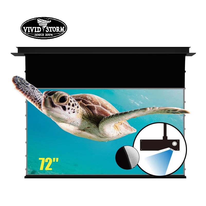Vividstorm Pro A72 Pollici Nascosto Nel Soffitto Drop Down Ust Proiettore Schermo Retrattile Home Theater Setup Schermi Cinematografici