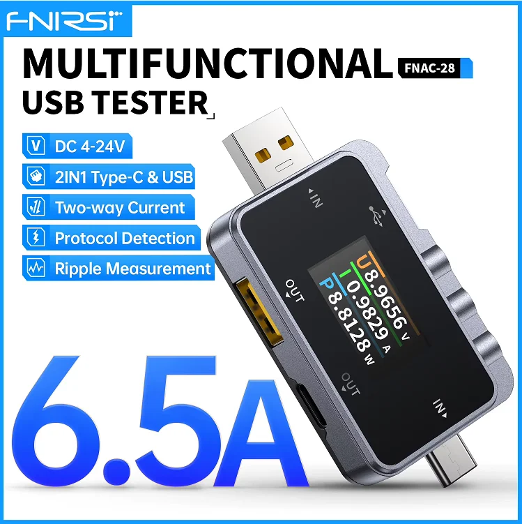 Enhanced USB Tester, Digital Voltmeter and Ammeter, 2-in-1 Type-C Meter