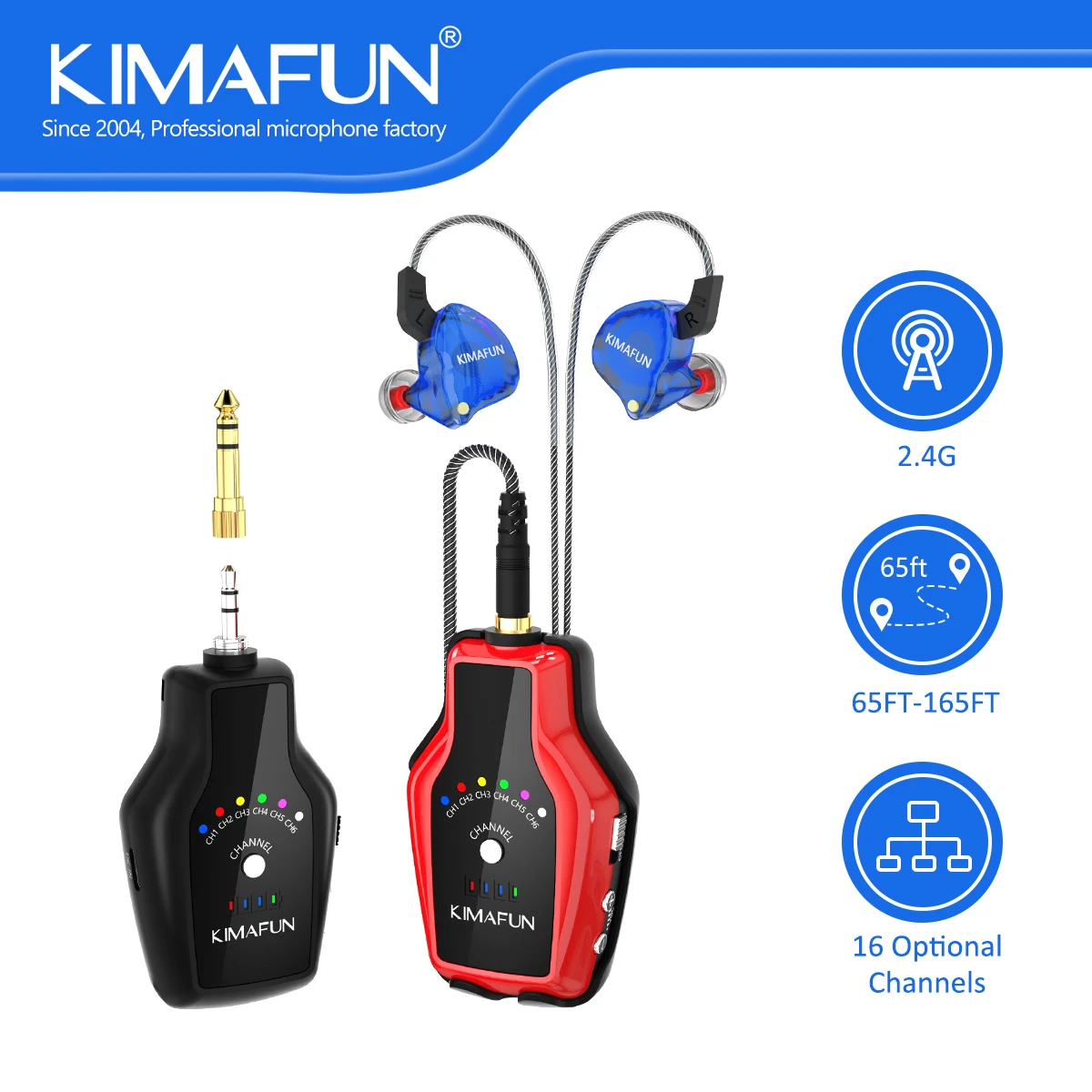 Kimafun 2.4g Wireless Iem System Inear Audio Monitor Earphone For