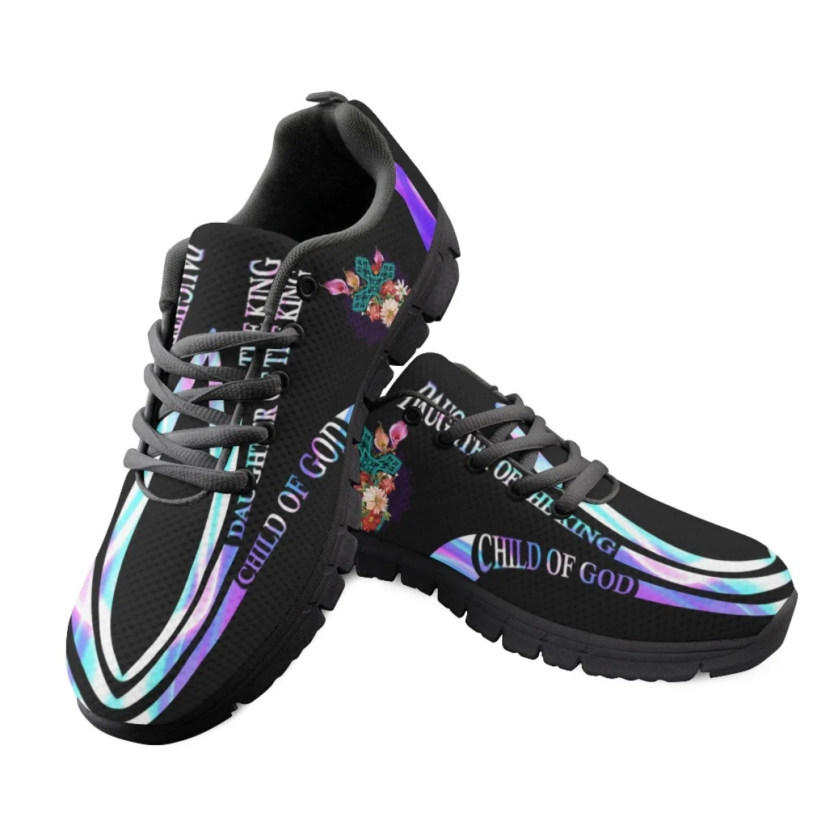INSTANTARTS Luxury Women Sneakers Branded Ladies Casual Sneakers Faith and Love Cross Gradient Print Female Non-Slip Flat Shoes