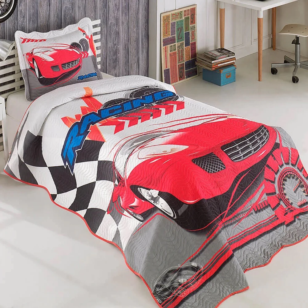 

My blanket Racing Tek Personality Quilted Bed Cover Special Design Very High Quality Edition Great Fabric Washable and Ironed