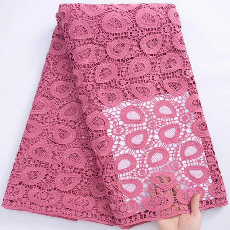 2022 Hot Sale Pink Nigerian Lace Fabric 2022 High Quality GuIpure