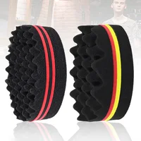 Oval Double Sides Magic Twist Hair Brush Sponge Brush Big Holes Barber Sponge Brush Twist Hair Afro Curl As Hair Care Tools 2