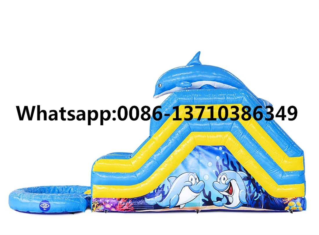 Commercial hot-selling outdoor dolphins, inflatable water, pool slide BD-075